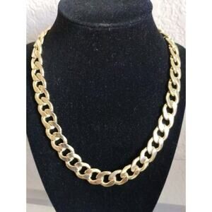 Vintage Estate CHUNKY Curb Link Chain Gold Tone 18-20" Adjustable Necklace HEAVY